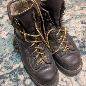 Brown Leather Boots with Yellow Laces